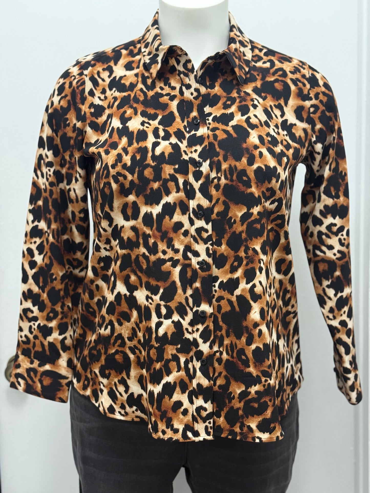 #156 Leopard Button Up
