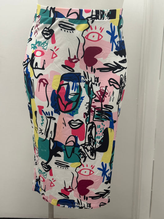 #217 Abstract Faces Skirt