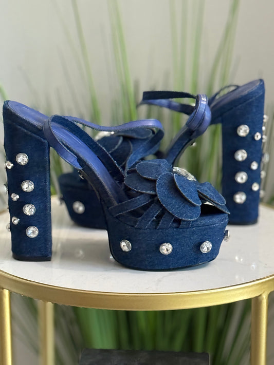 #202 Akira Denim Platform Heels