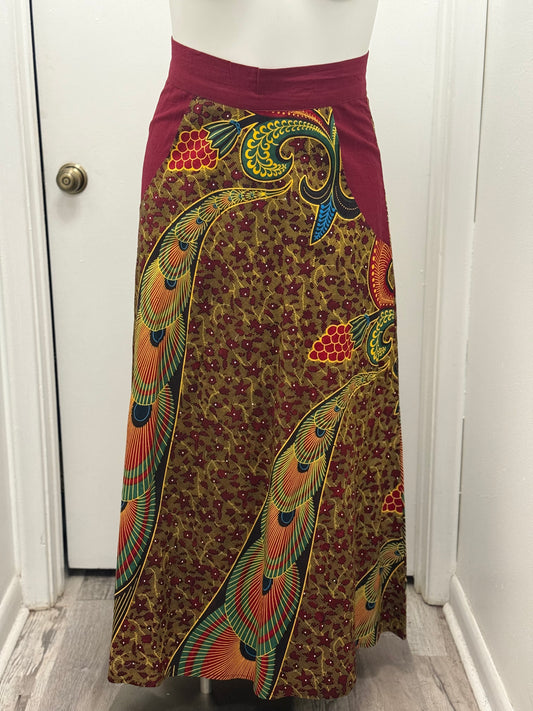 #75 Ankara Peacock Maxi Skirt