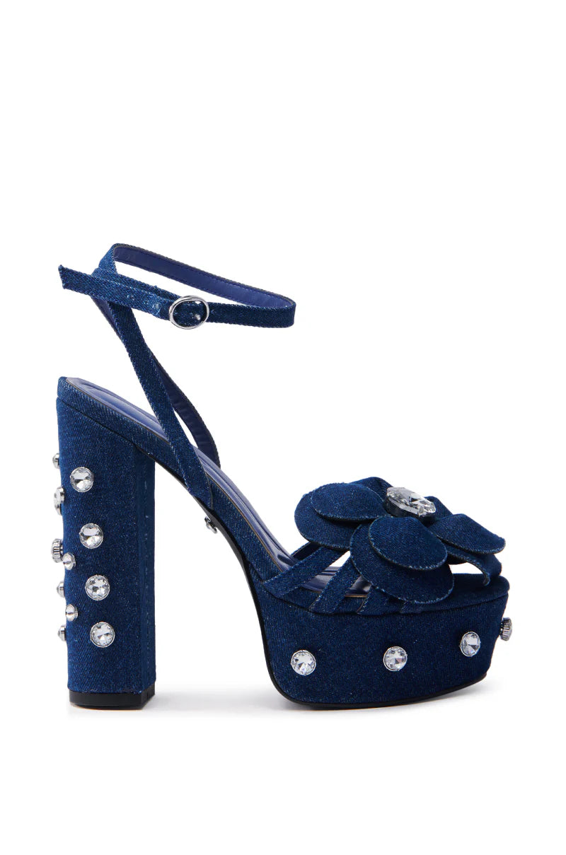 #202 Akira Denim Platform Heels