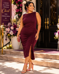 Sleeveless Bodycon 
Ruched Midi Dress