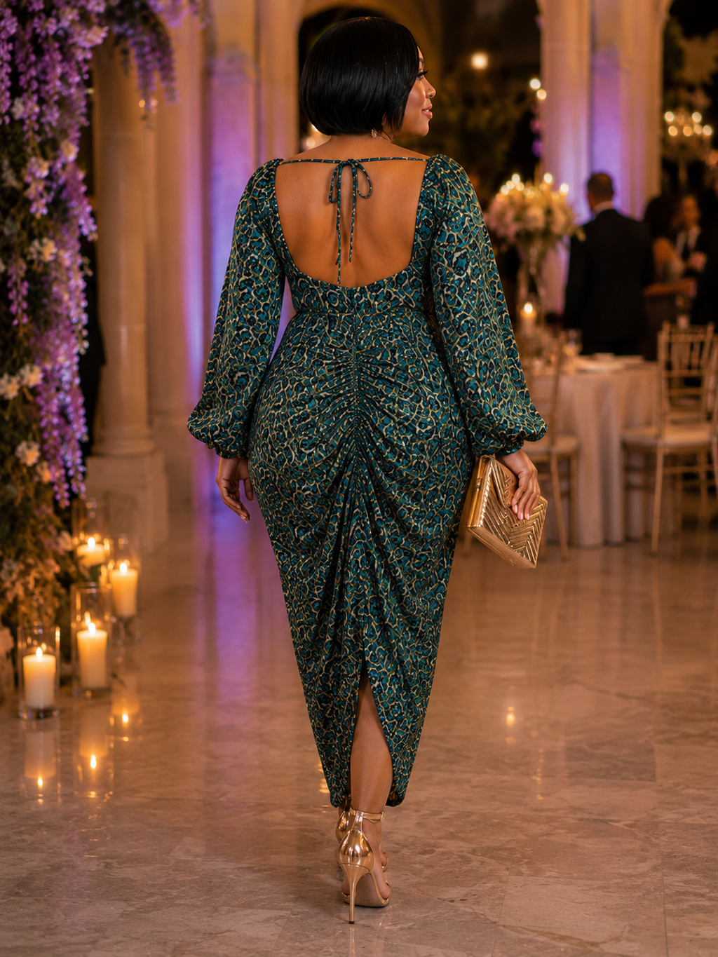 #25 Teal Tulip Ruched Dress