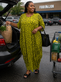 #135 Neon Leopard Print Draped Jersey Dress