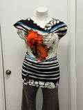 #57 Floral  Striped Tunic Top