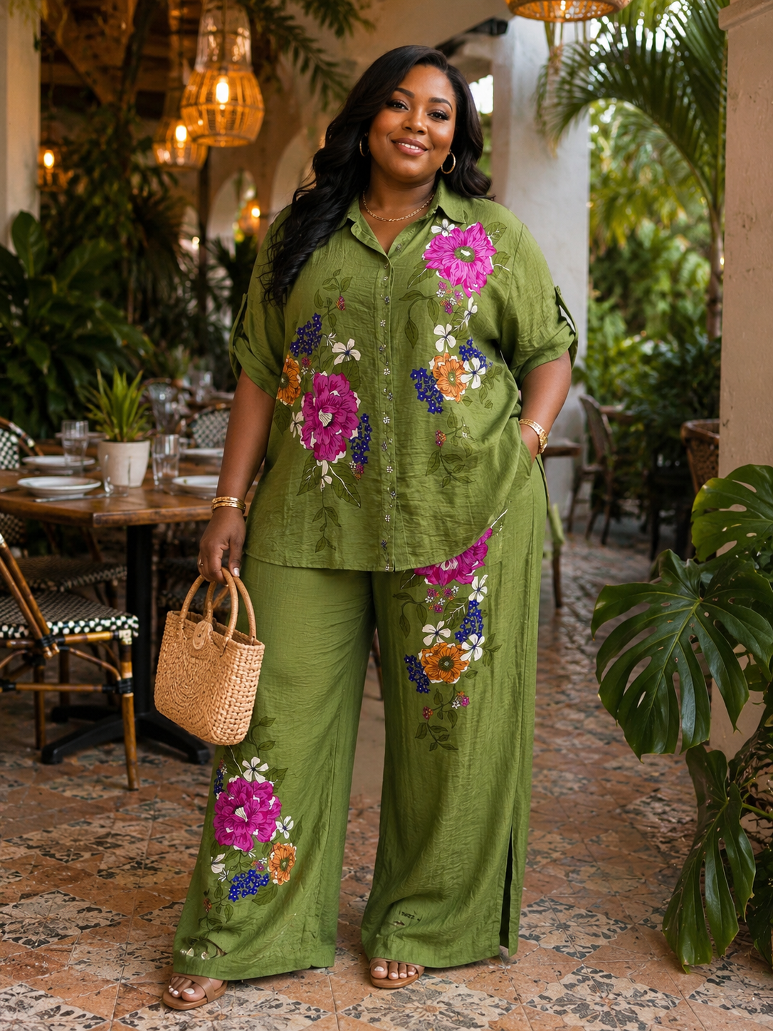 #51 2pc Tropical Pant Set