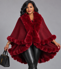 Fur Trim Cape Poncho #121 (OSFM)