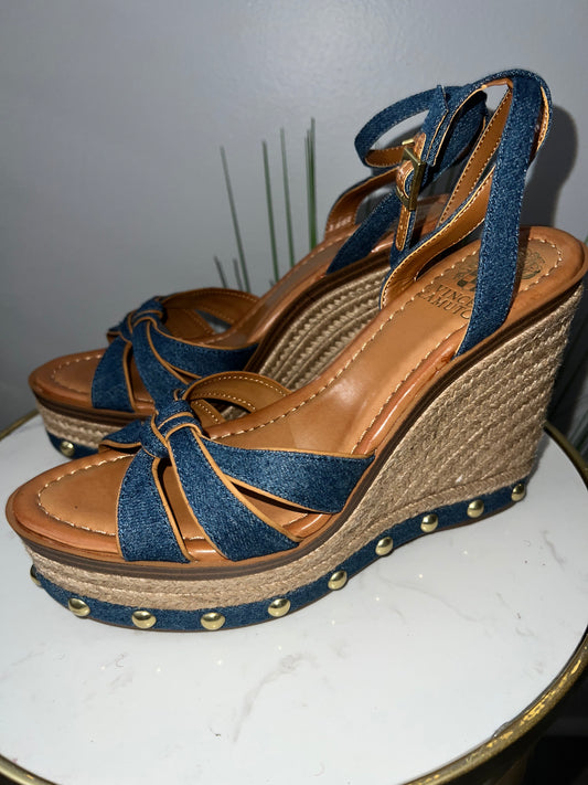 Denim Espadrille Wedges