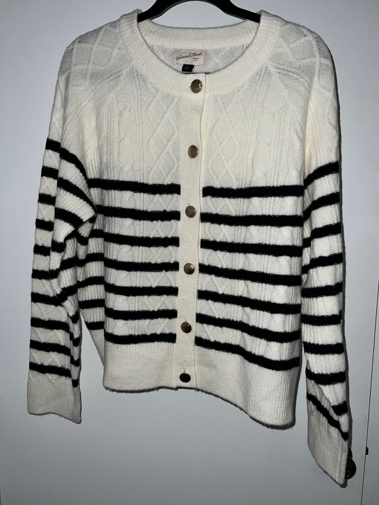 #61 Striped Gold Button Cardigan