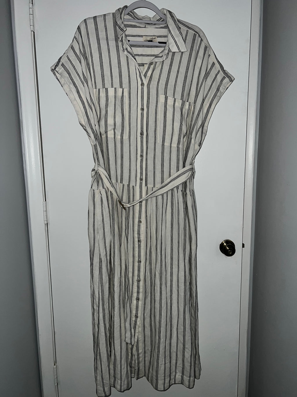 #40 Striped Belted Button Down Dress