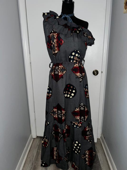 #184 Ankara Ruffle Maxi