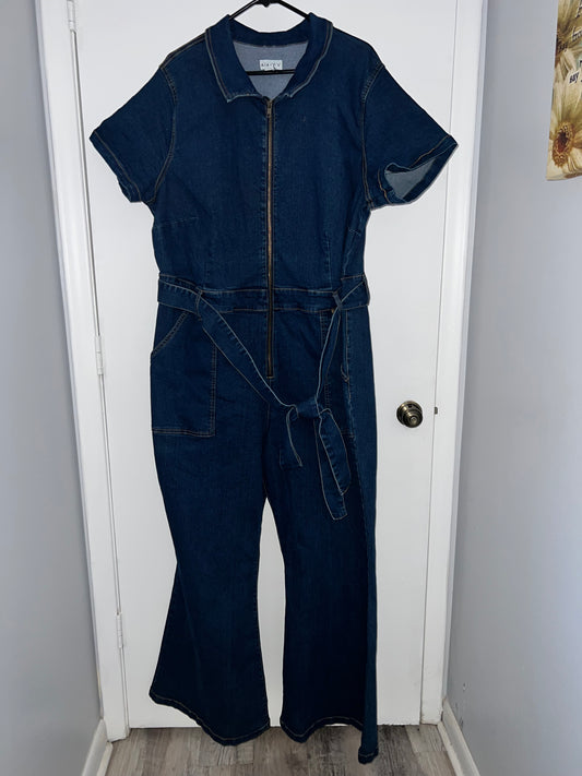 #175 Denim Belted Jumpsuit