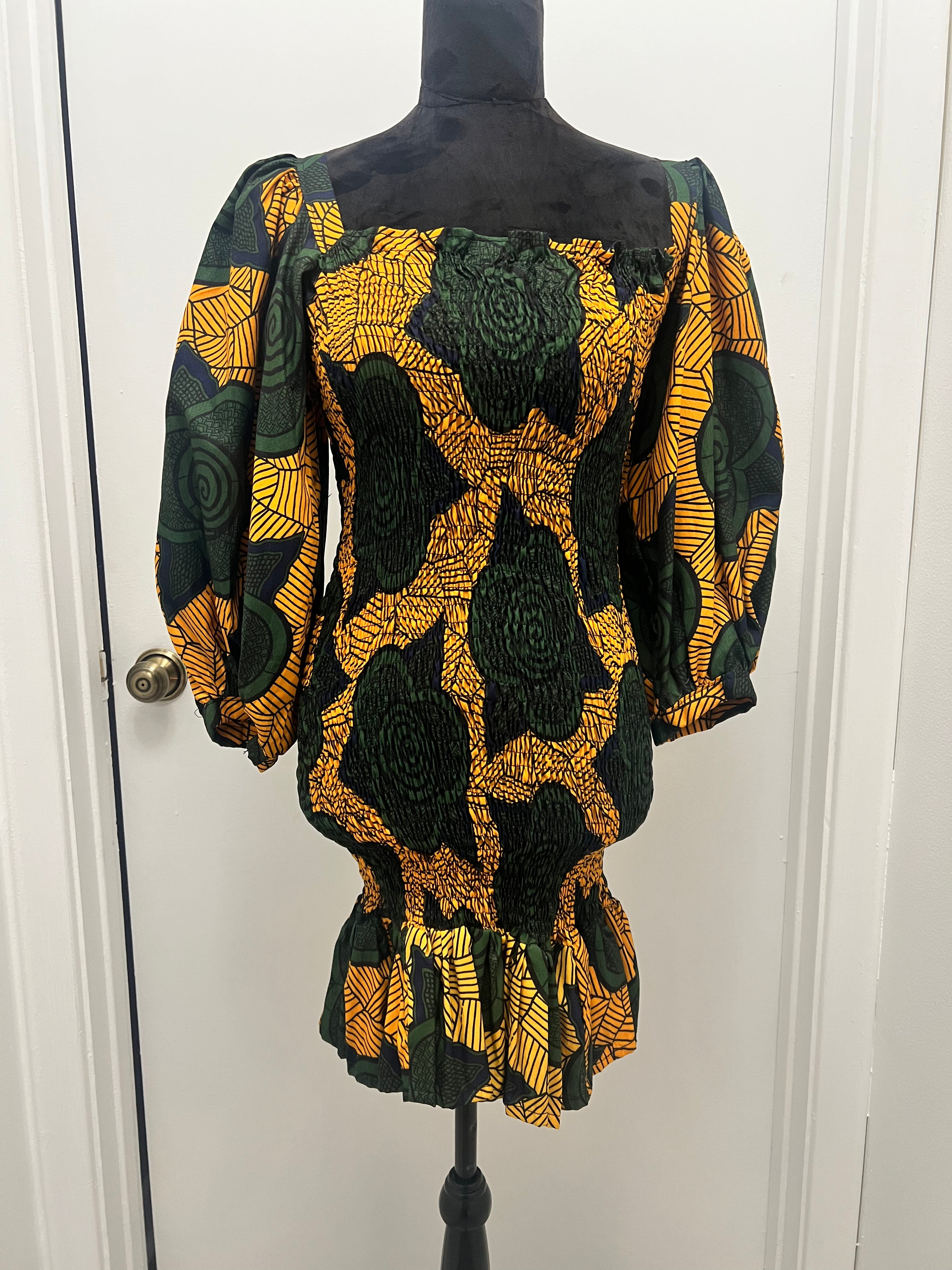 #120 Ankara Smocked Mini Dress