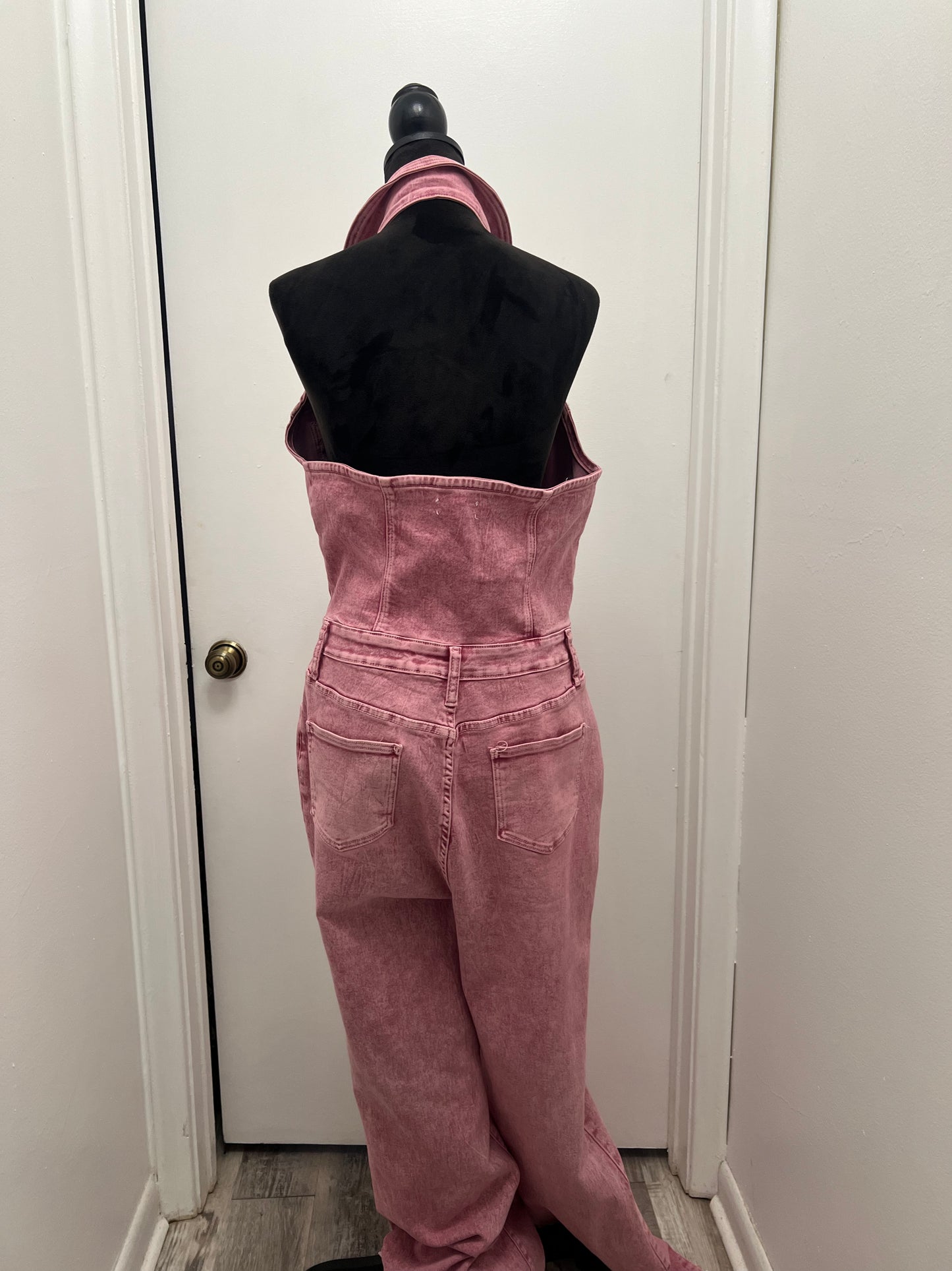 #183  Halter Denim Jumpsuit