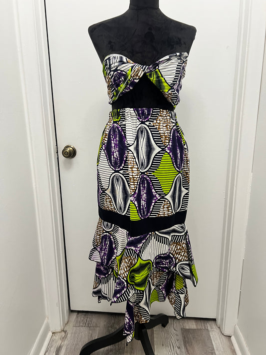 #1030 Purple Green Skirt with Headwrap