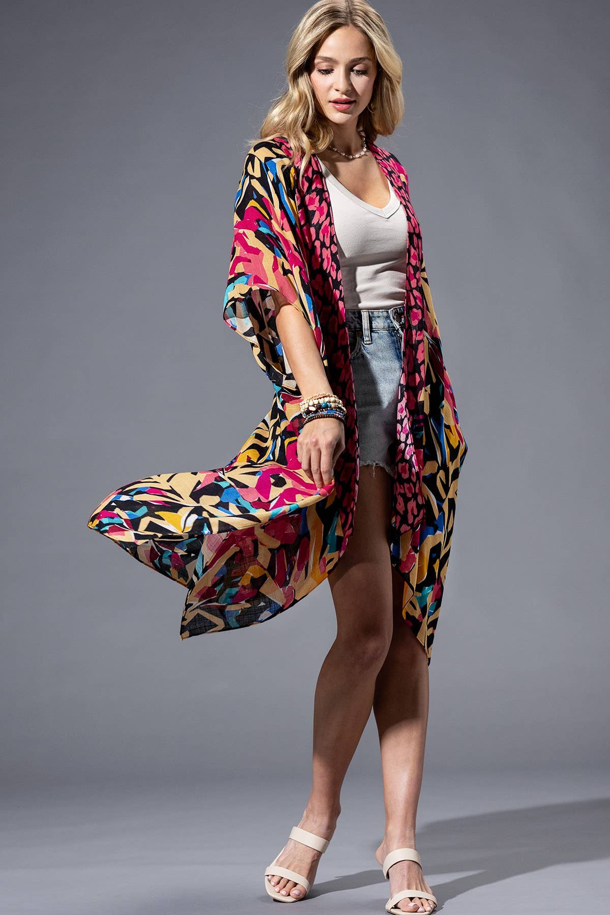Abstract Multi Viscose Kimono: ABSTRACT MULTI