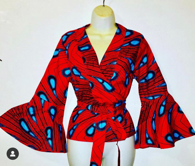 #134 Ankara Wrap Top